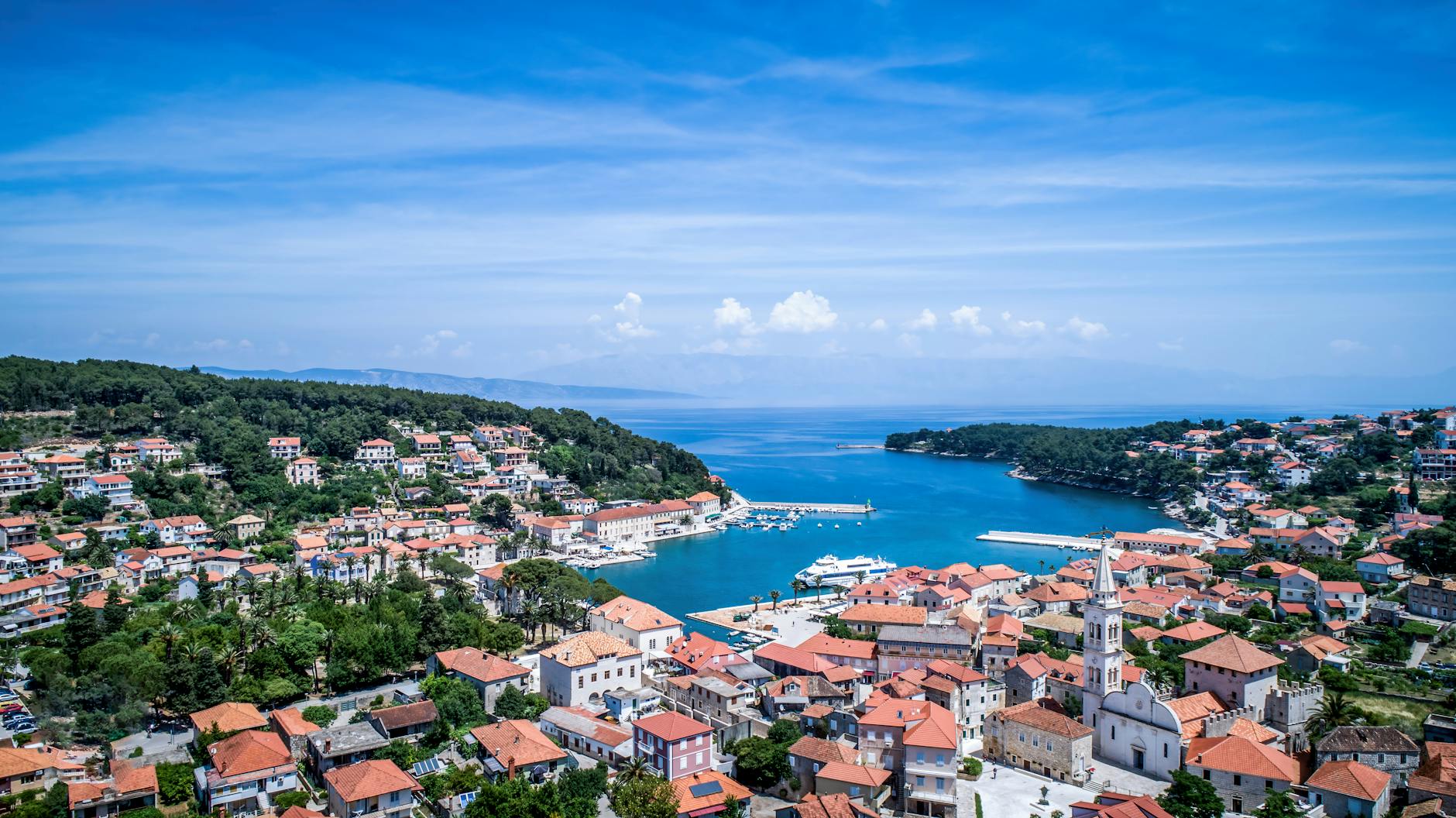 Hvar Town from above — central stop on the Croatia 14-day sailing route